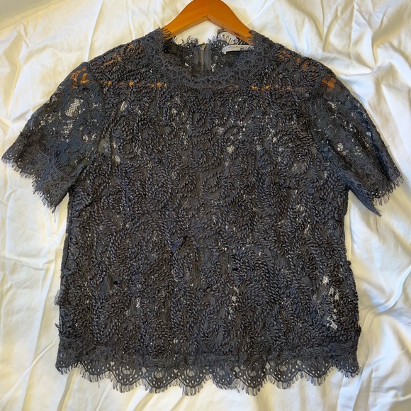 Zara Tops - Zara Black Lace Short-Sleeve Blouse